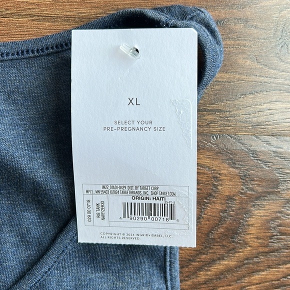 NWT Isabel Maternity Tank Top Blue XL | Maternity | Maternity Tank Top - Picture 3 of 6